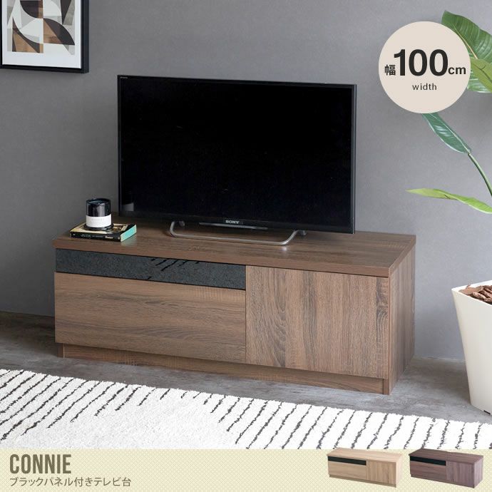 【送料無料】Connie ブラックパネル付きテレビ台　幅100cm